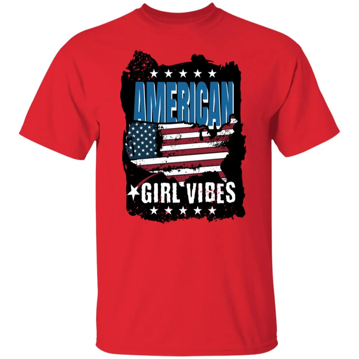 All American Girl Women American Flag 4th of July Patriotic T-Shirt