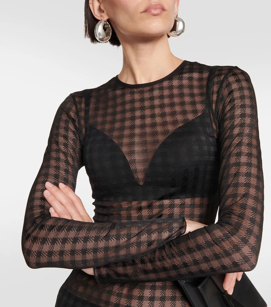 Ami Paris Gingham lace midi dress