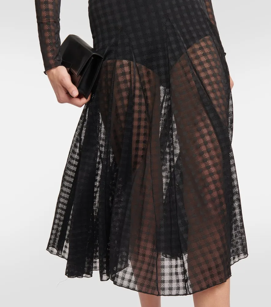 Ami Paris Gingham lace midi dress