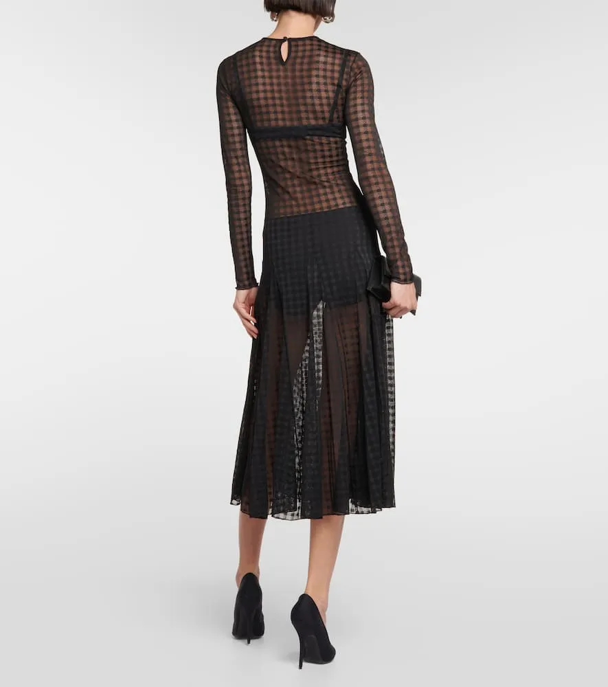 Ami Paris Gingham lace midi dress