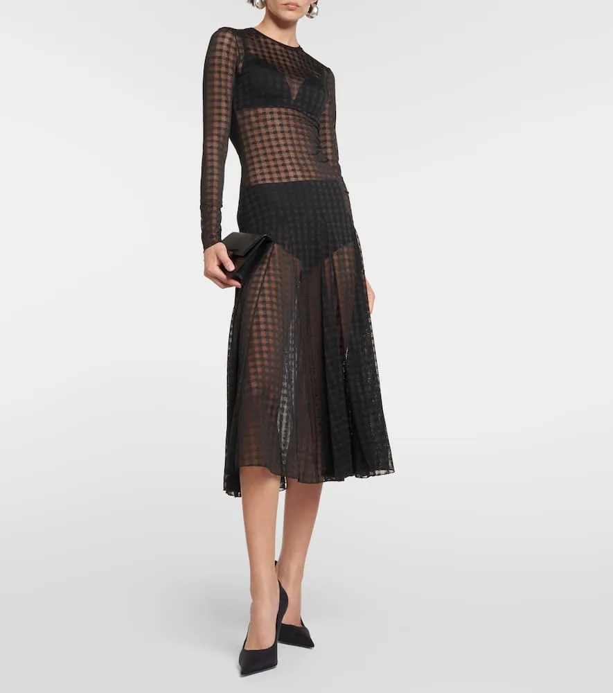 Ami Paris Gingham lace midi dress