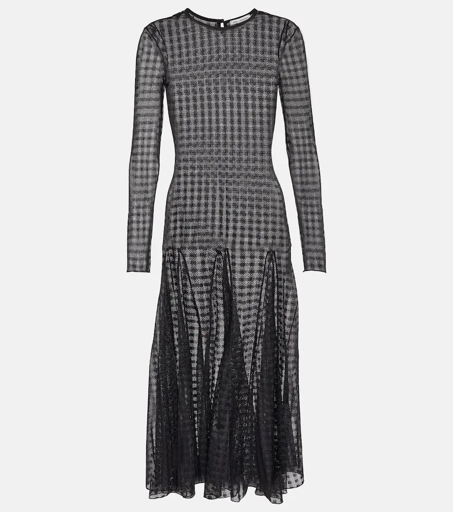 Ami Paris Gingham lace midi dress