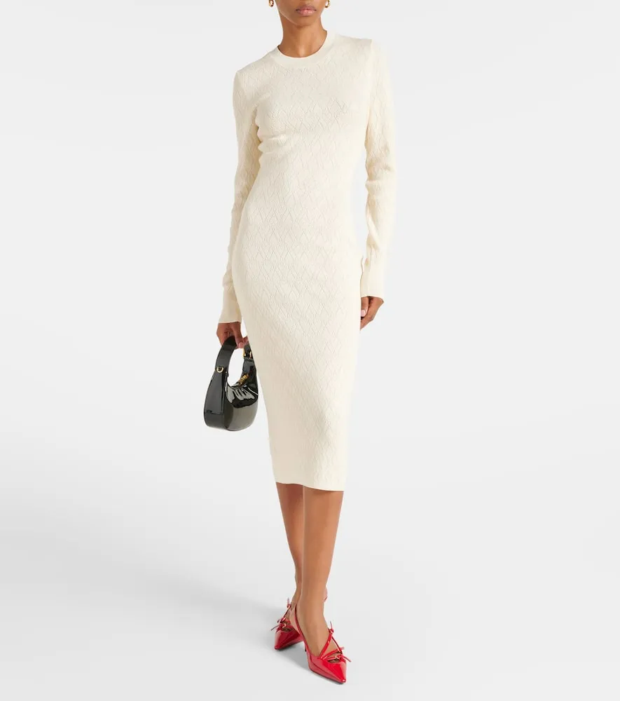 Ami Paris Knitted cotton and wool midi dress