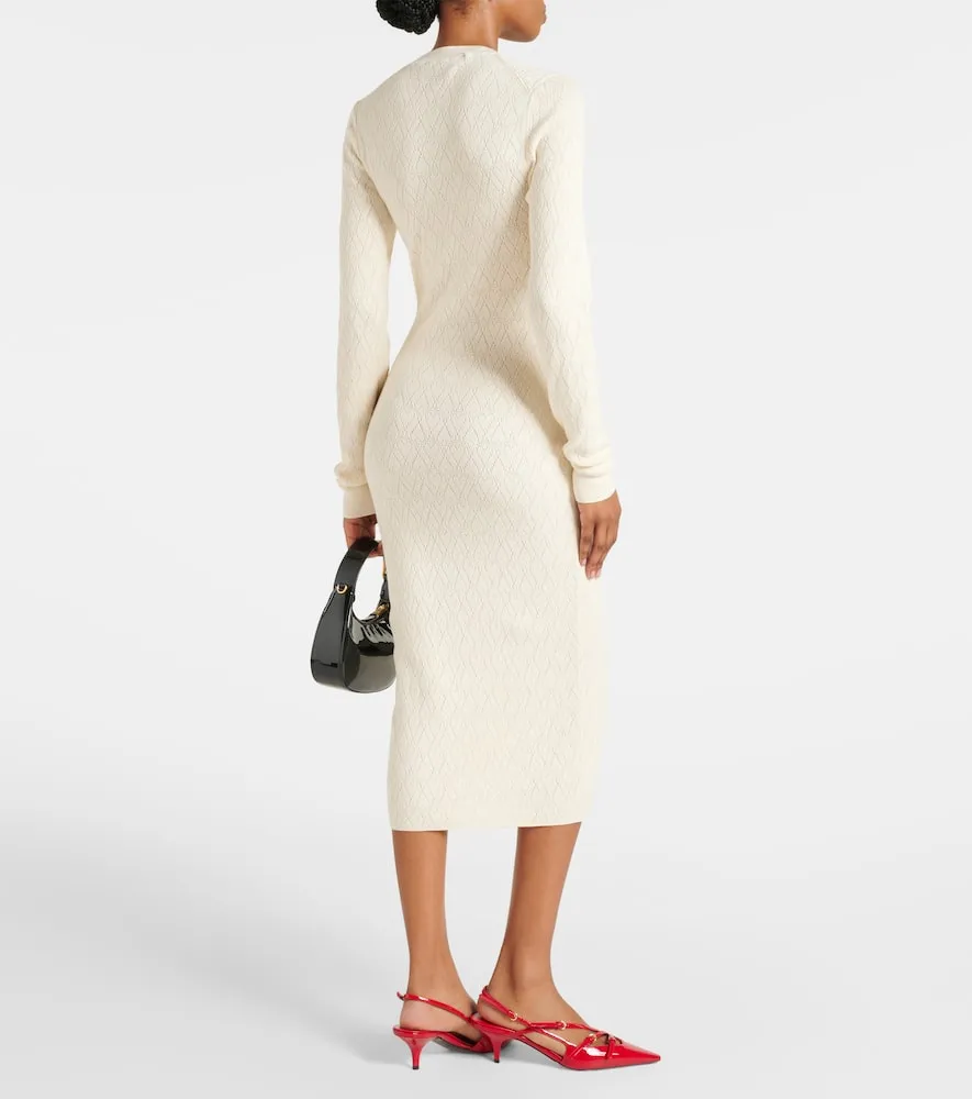 Ami Paris Knitted cotton and wool midi dress