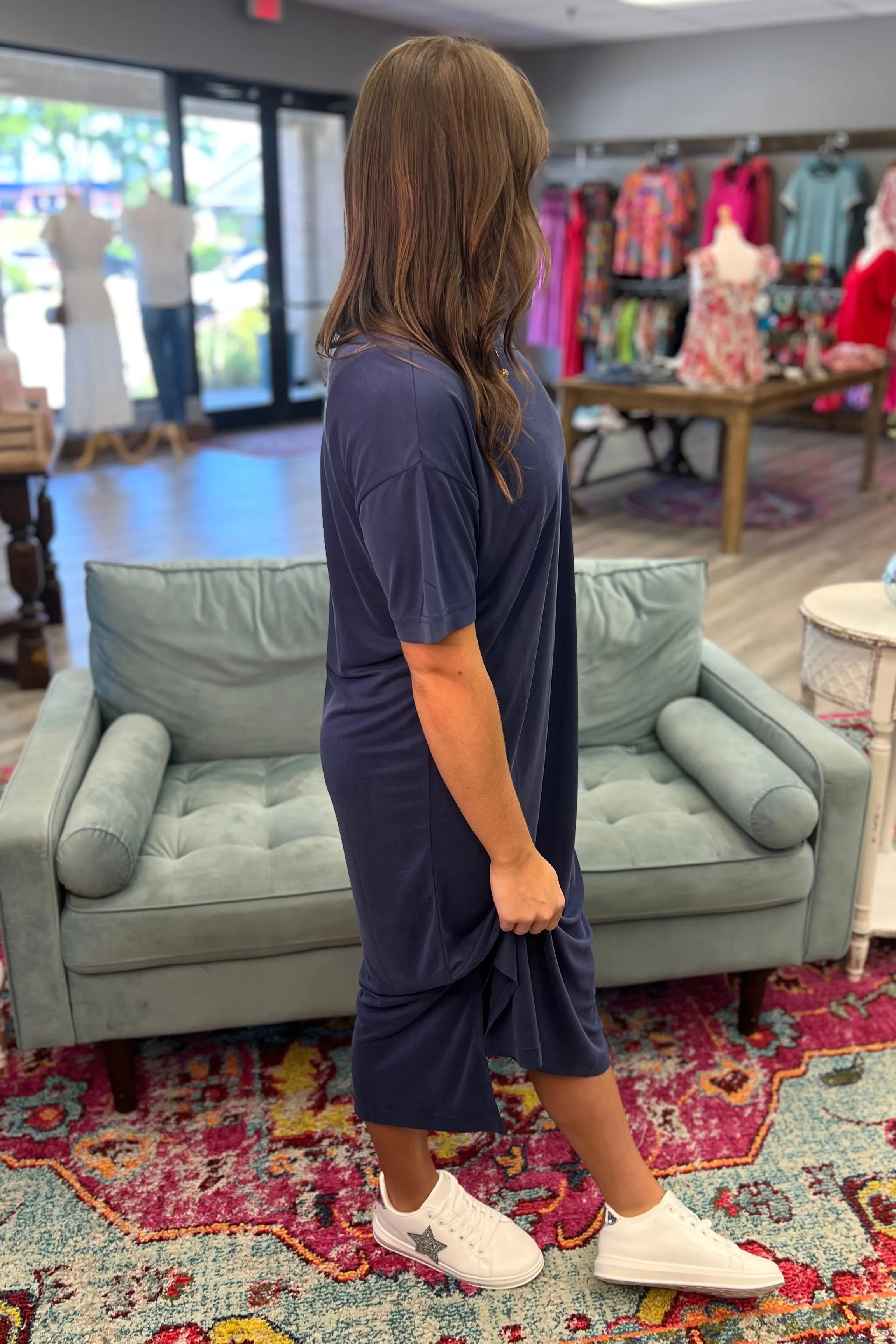 AMIRA T-Shirt Midi Dress (Navy)