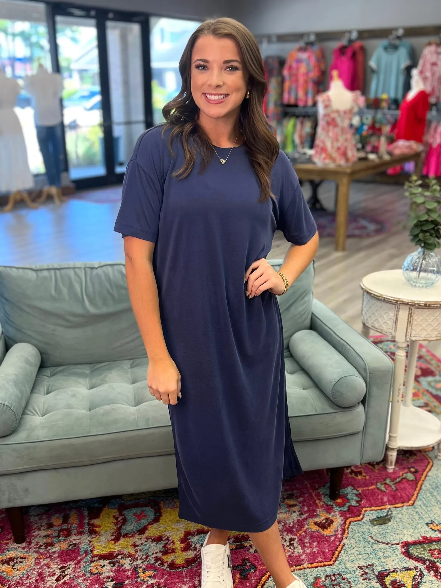 AMIRA T-Shirt Midi Dress (Navy)