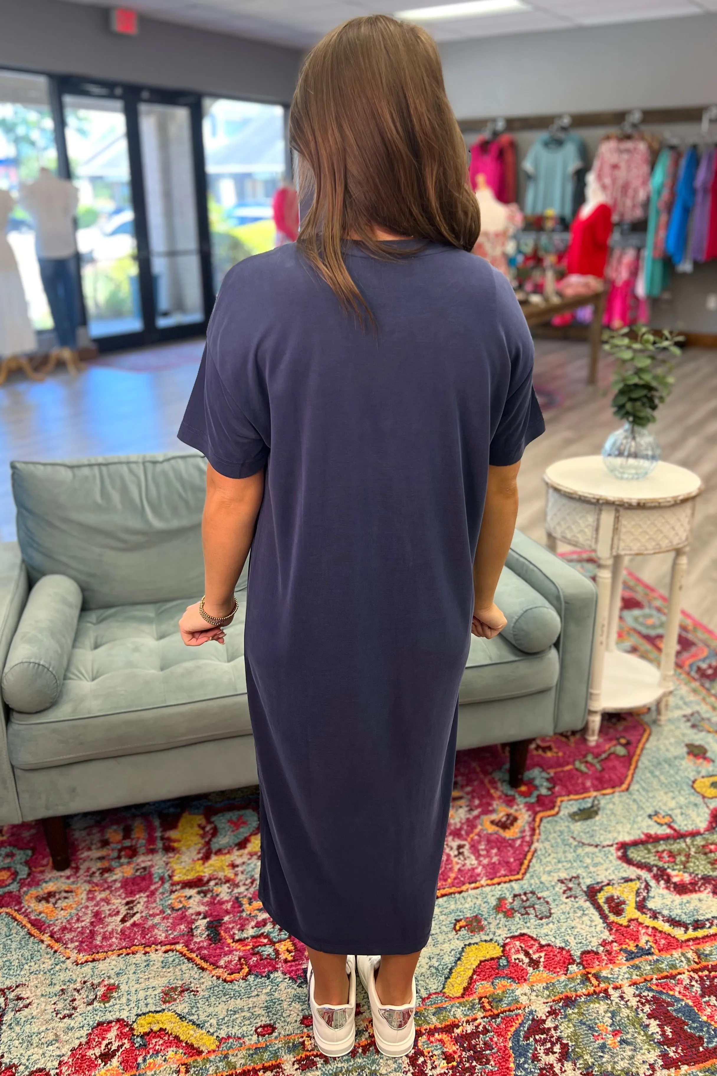 AMIRA T-Shirt Midi Dress (Navy)