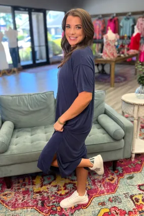 AMIRA T-Shirt Midi Dress (Navy)