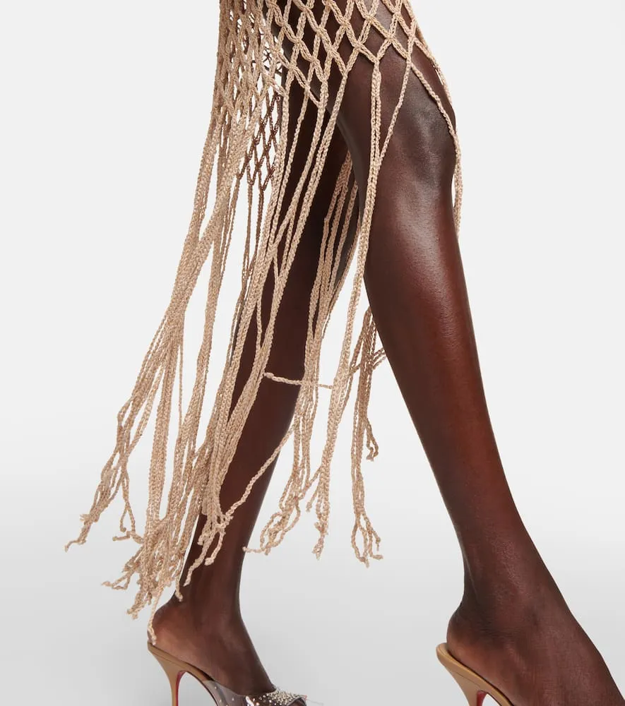 Anna Kosturova Fringe-trimmed crochet midi dress