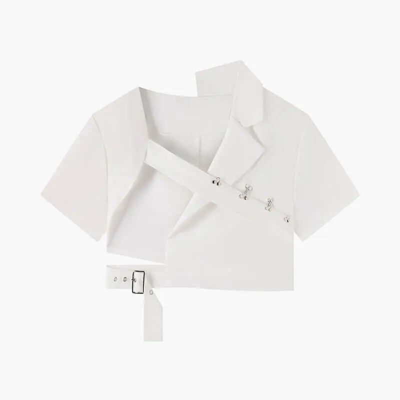 Asymmetric Cross Chest Designer Crop Top