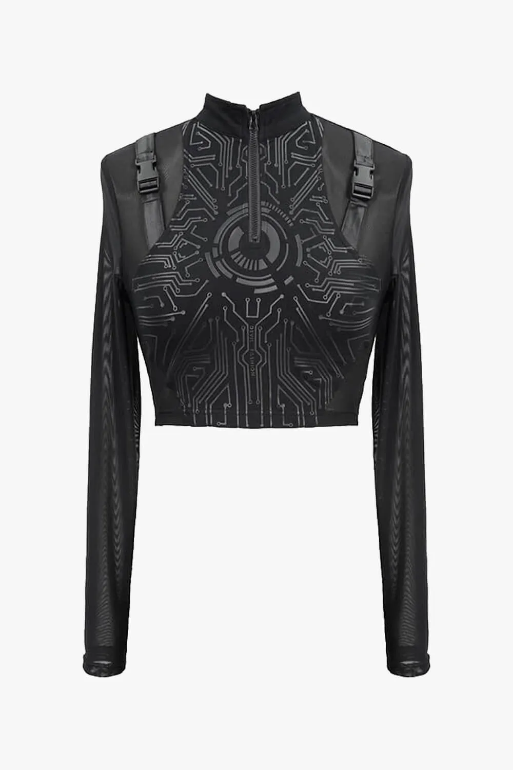 Black Cyberpunk Aesthetic Crop Top