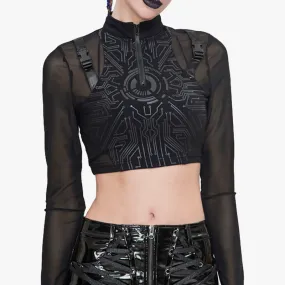 Black Cyberpunk Aesthetic Crop Top