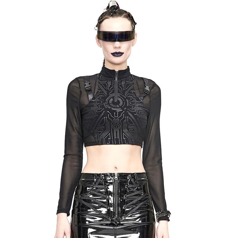 Black Cyberpunk Aesthetic Crop Top