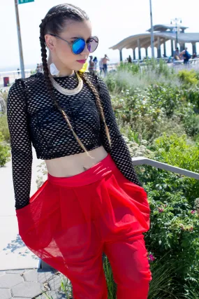 Black Fishnet Crop Top