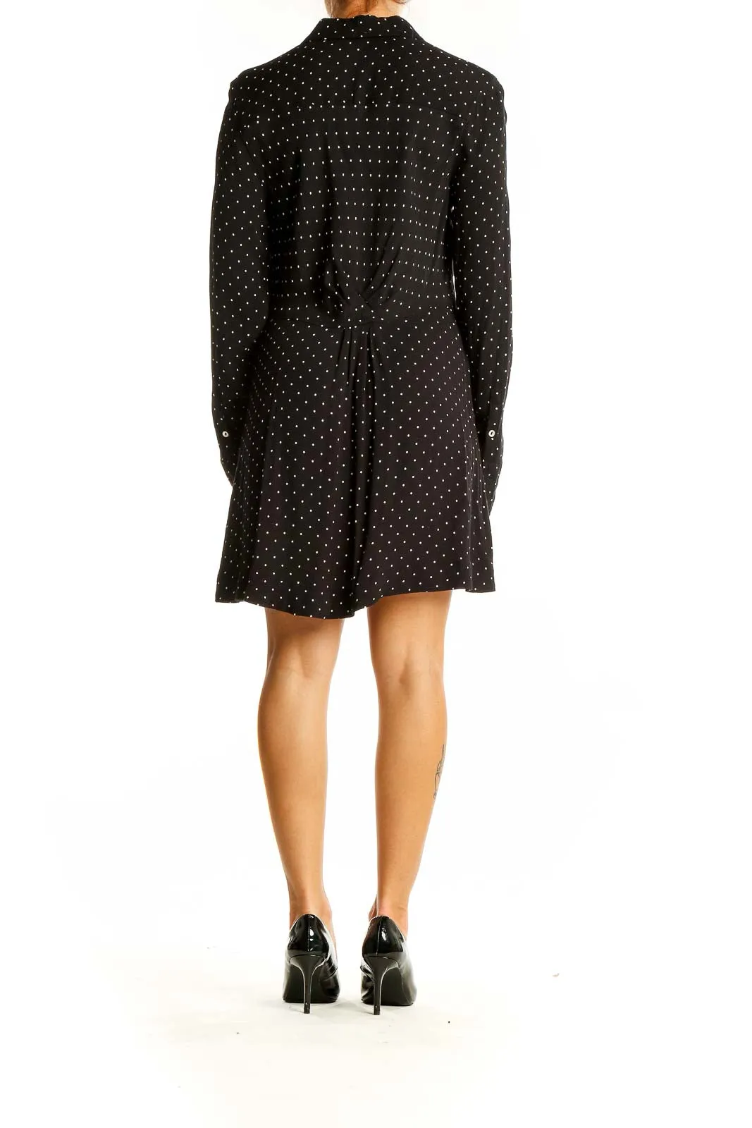 Black Polka Dot Button-Down Shirt Dress