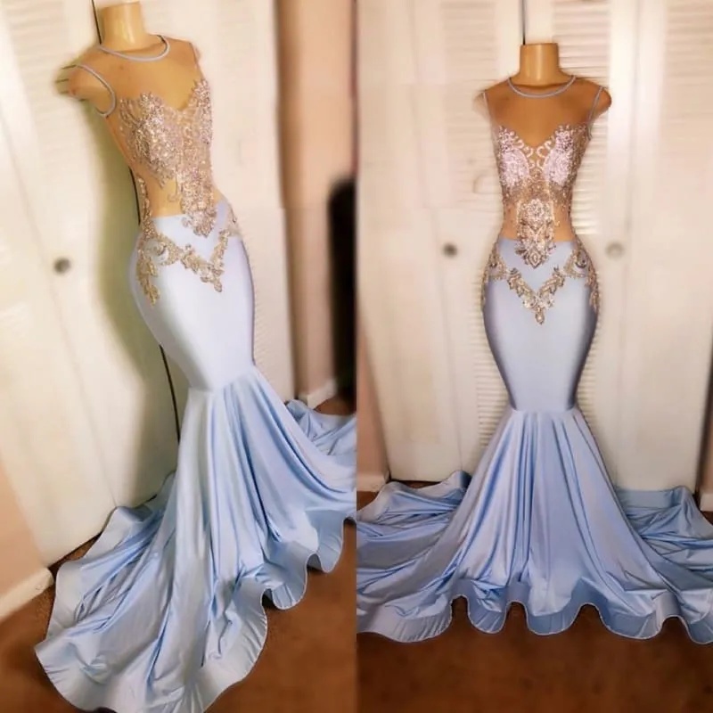Bridelily Mermaid Long Sleeves V-Neck Satin Sweep/Brush Train Dresses