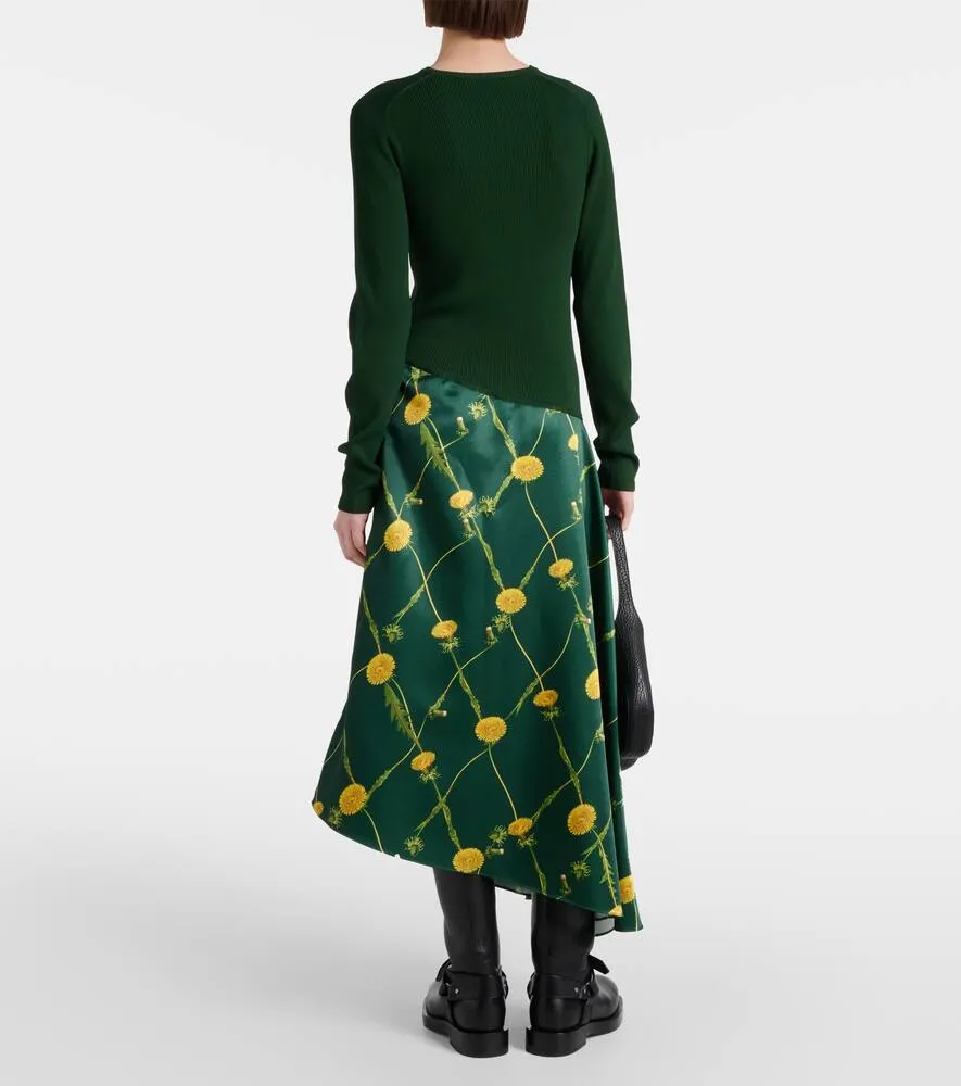 Burberry Printed jersey and satin midi dress