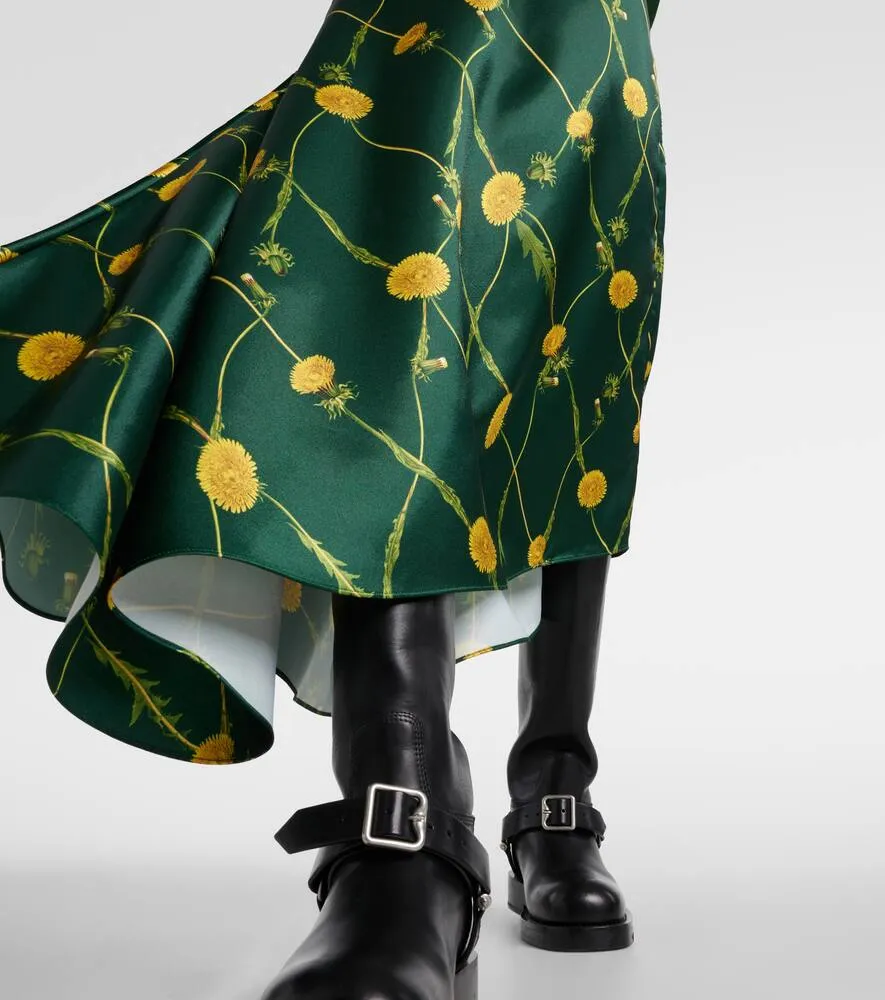 Burberry Printed jersey and satin midi dress