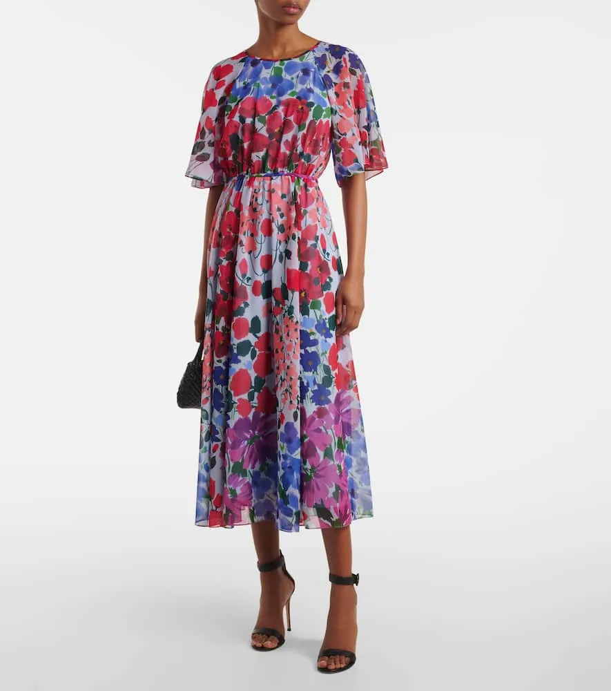 Carolina Herrera Floral gathered midi dress