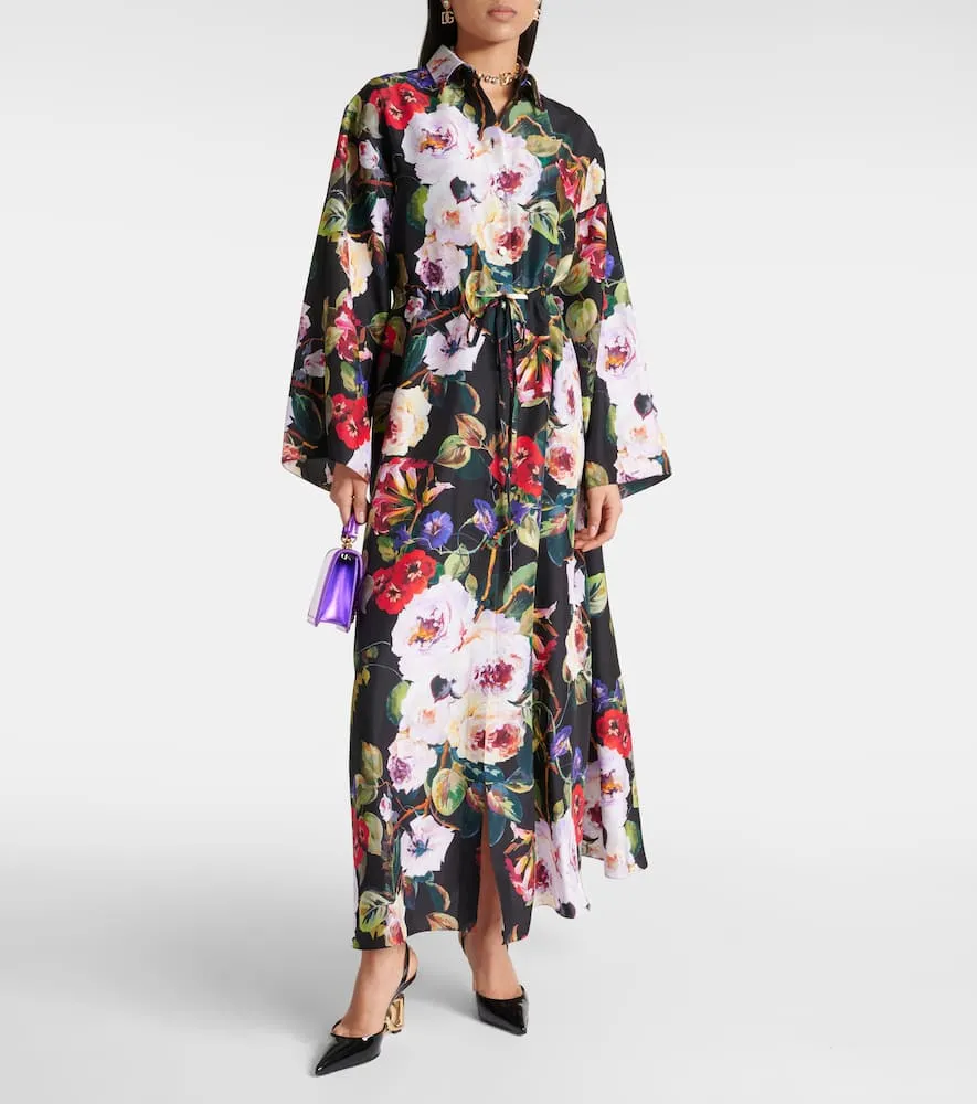 Dolce&Gabbana Floral silk satin shirt dress