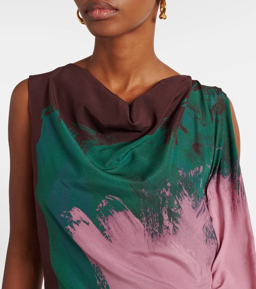 Dries Van Noten Draped silk-blend georgette midi dress