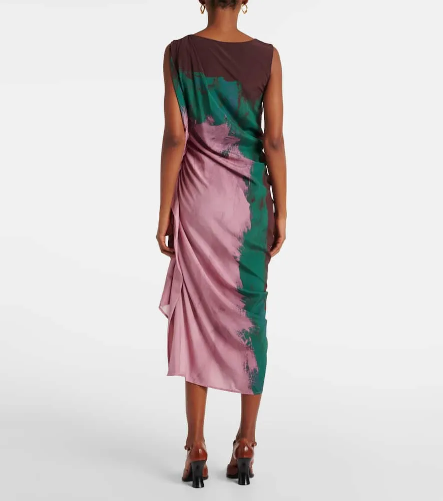 Dries Van Noten Draped silk-blend georgette midi dress