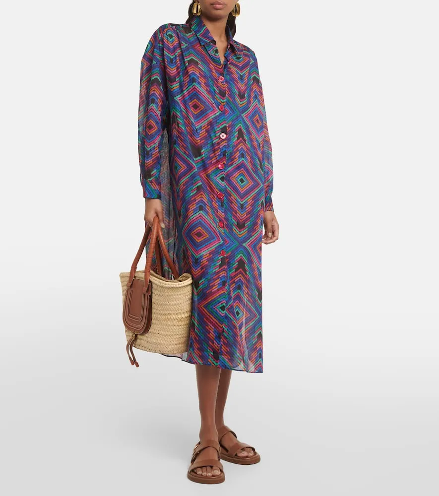 Eres Dj printed cotton voile shirt dress