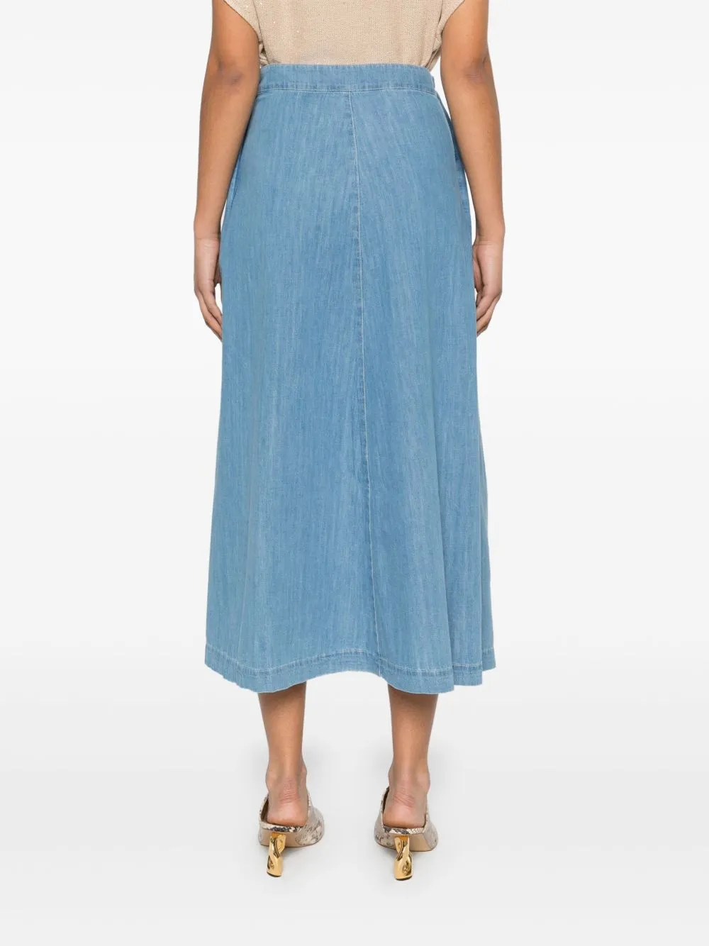 Fabiana Filippi long denim skirt with knot detail