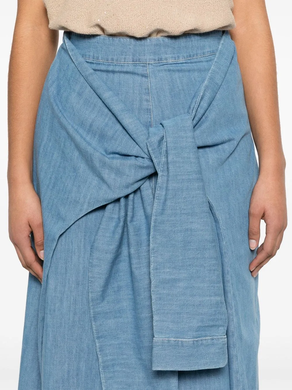Fabiana Filippi long denim skirt with knot detail