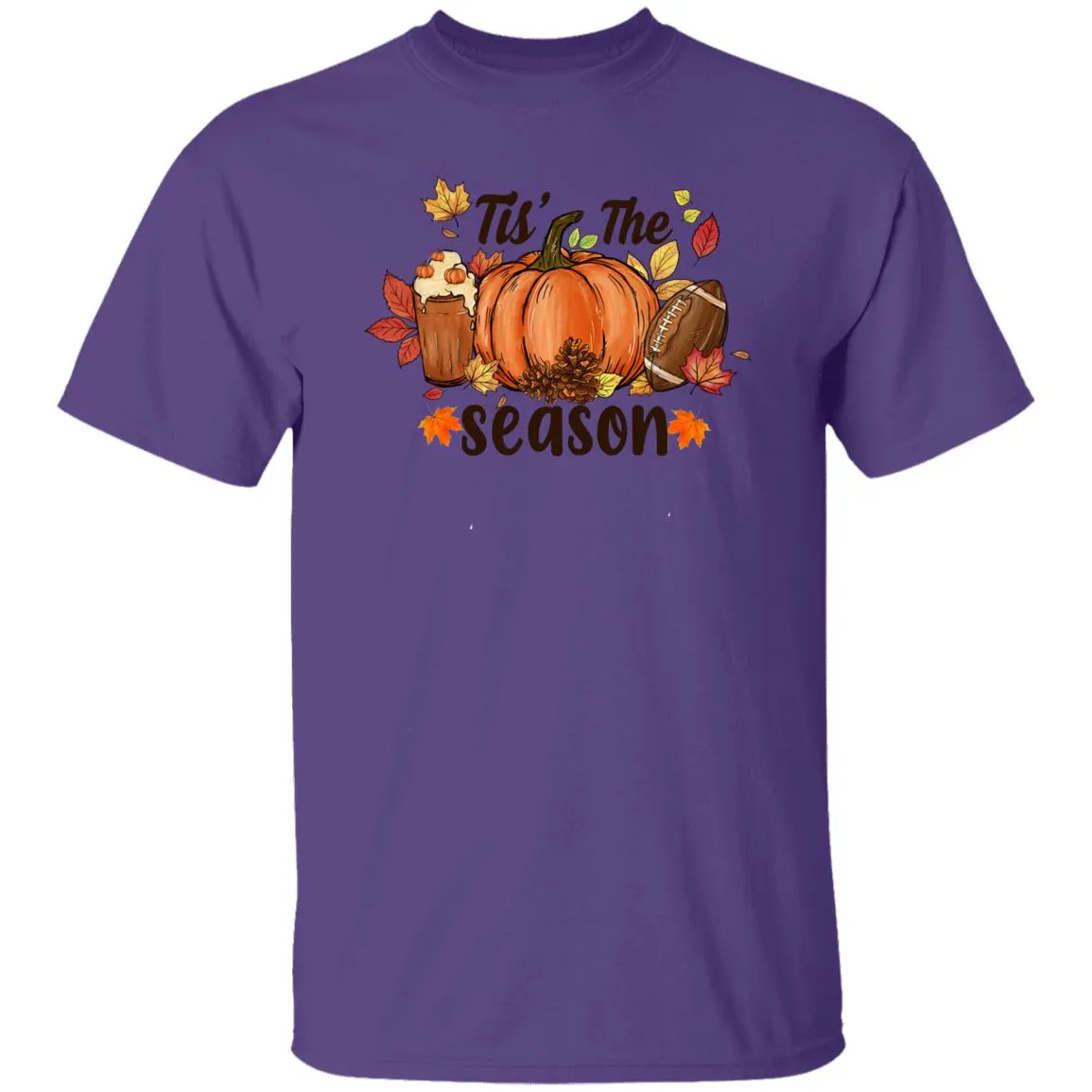 Fall Tis' The Season T Shirt Funny Halloween Thanksgiving Graphic Tee Casual Family Halloween Costume Tops