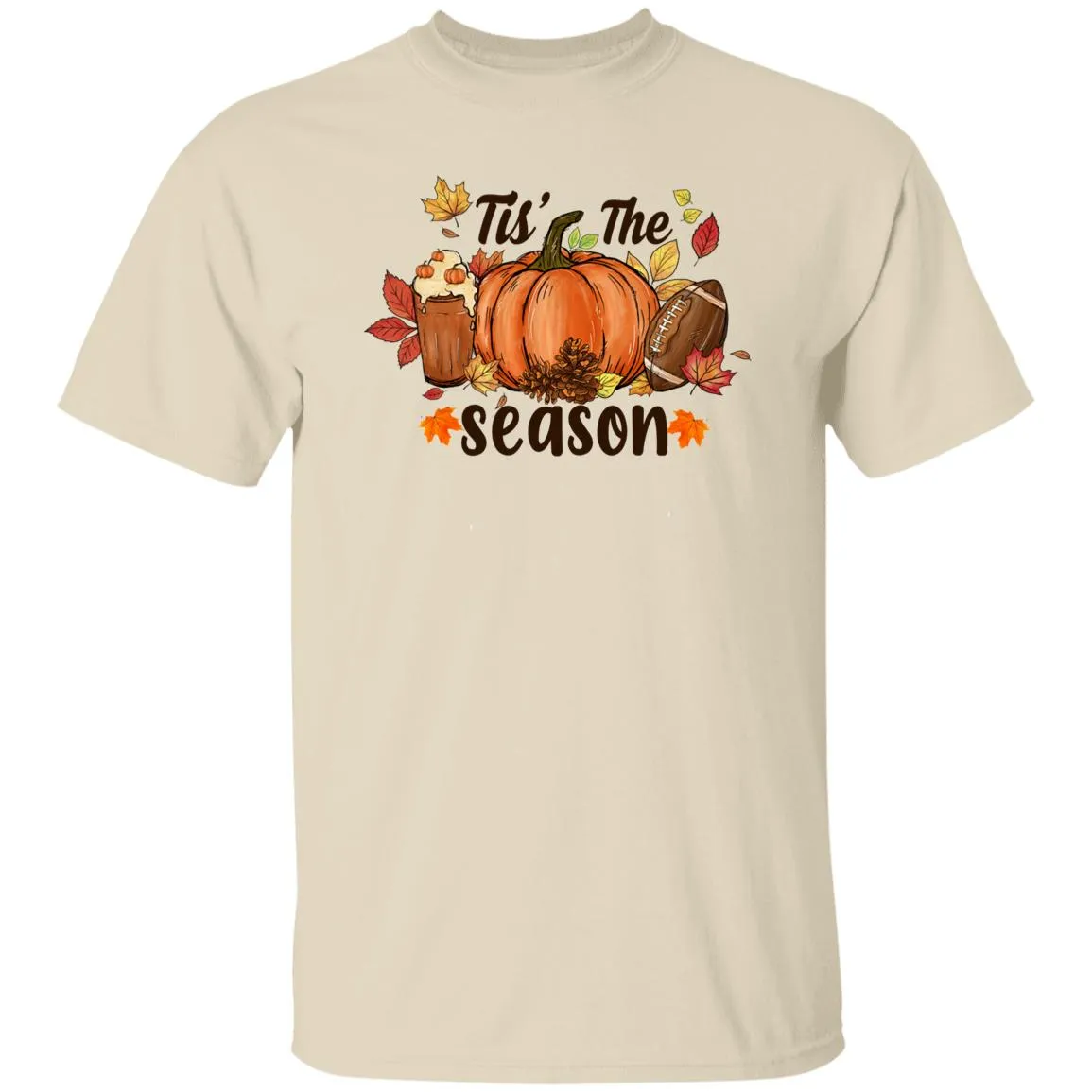 Fall Tis' The Season T Shirt Funny Halloween Thanksgiving Graphic Tee Casual Family Halloween Costume Tops