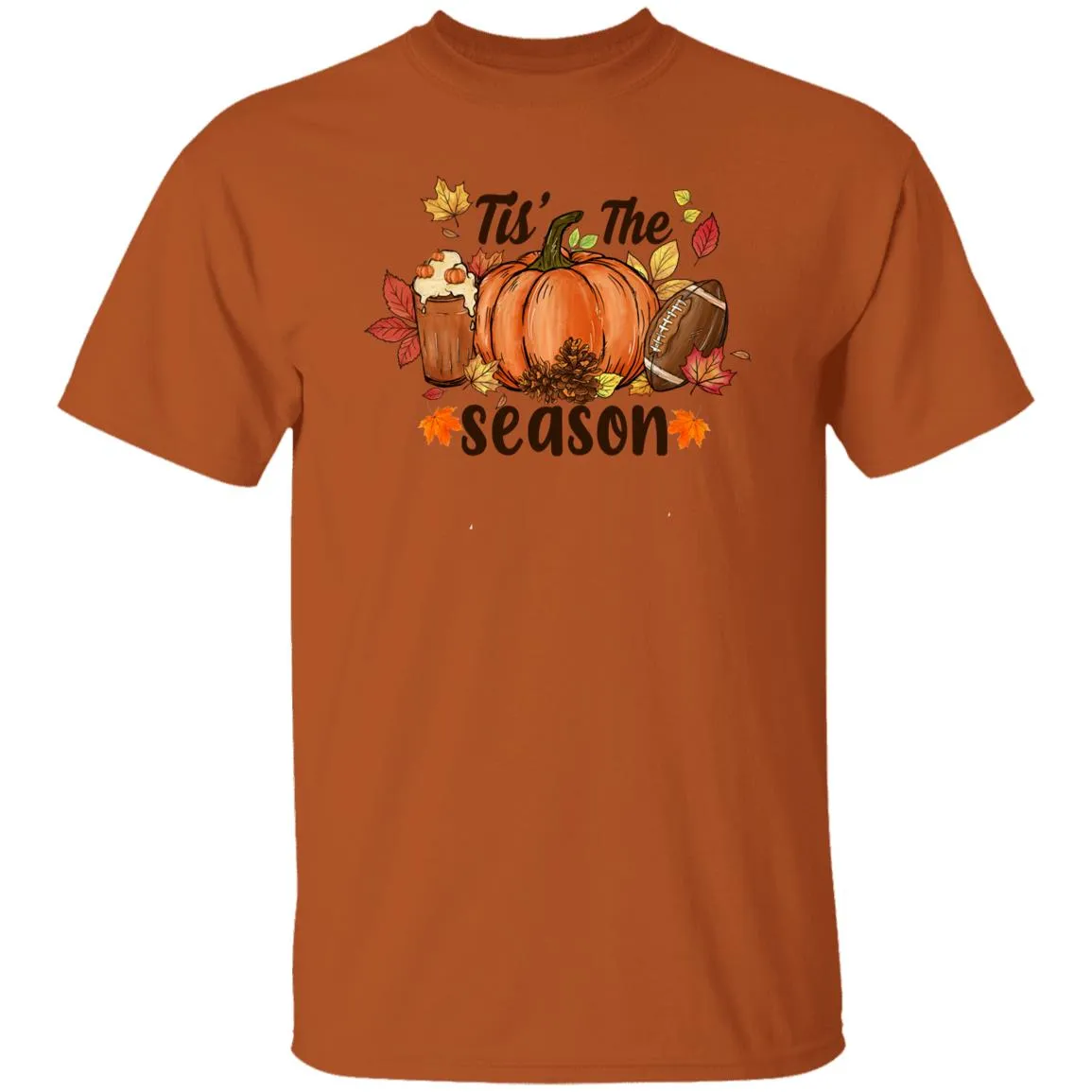 Fall Tis' The Season T Shirt Funny Halloween Thanksgiving Graphic Tee Casual Family Halloween Costume Tops