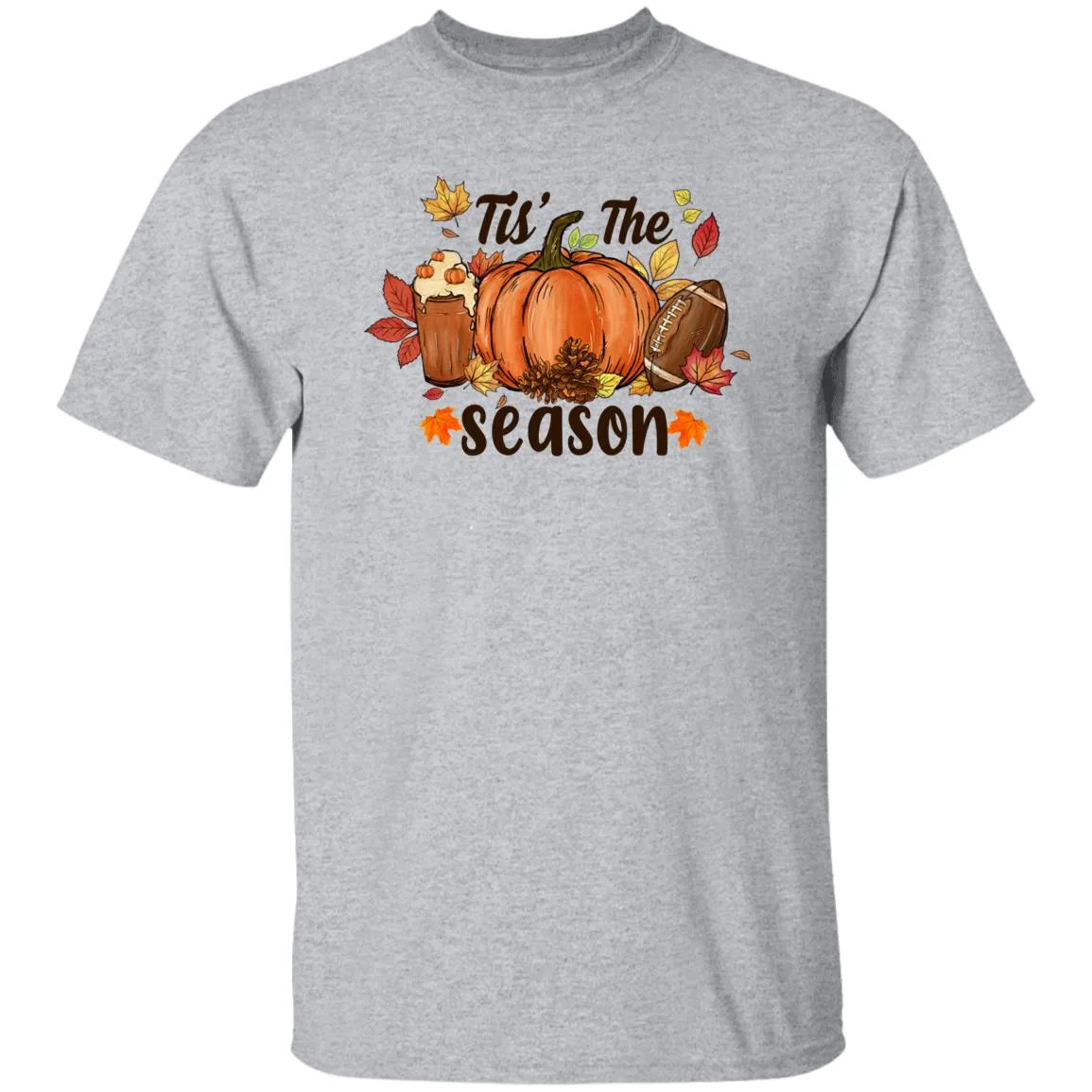 Fall Tis' The Season T Shirt Funny Halloween Thanksgiving Graphic Tee Casual Family Halloween Costume Tops