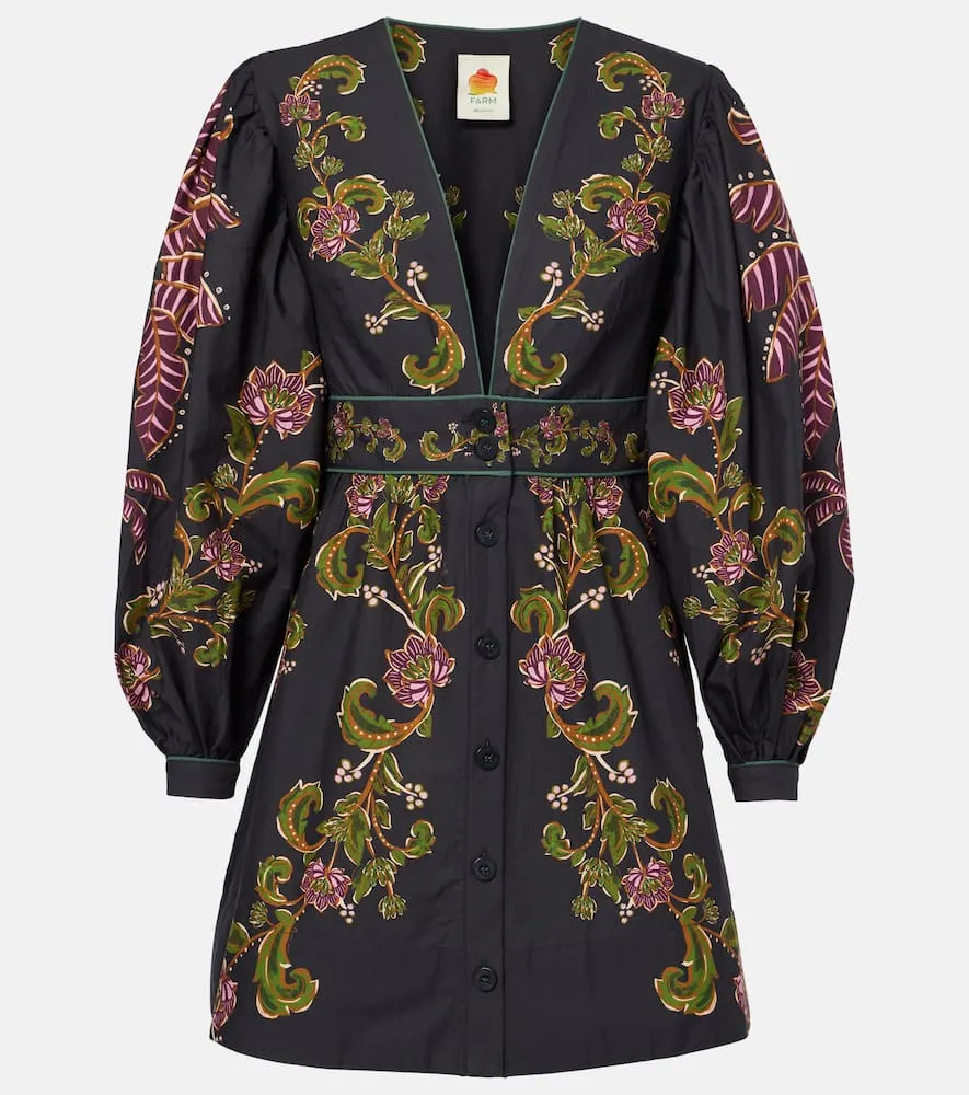 Farm Rio Ravenala floral cotton shirt dress