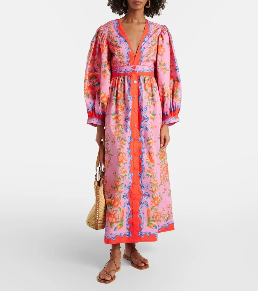Farm Rio Sicily Flowers cotton shirt dress