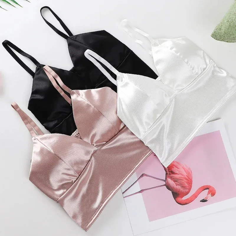 Sexy Satin Crop Tops Women