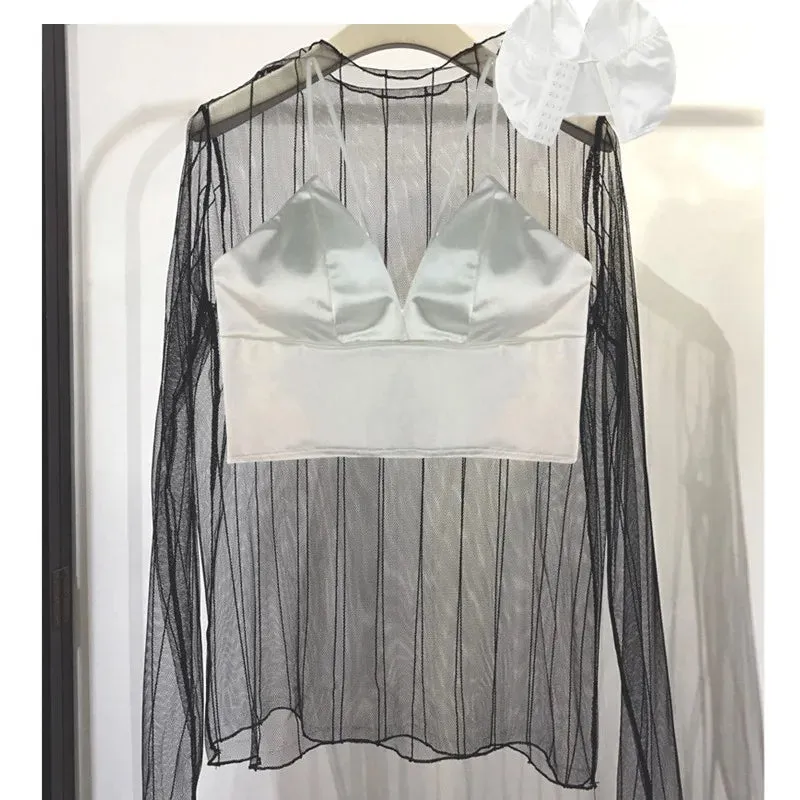 Sexy Satin Crop Tops Women