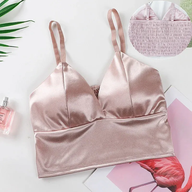 Sexy Satin Crop Tops Women