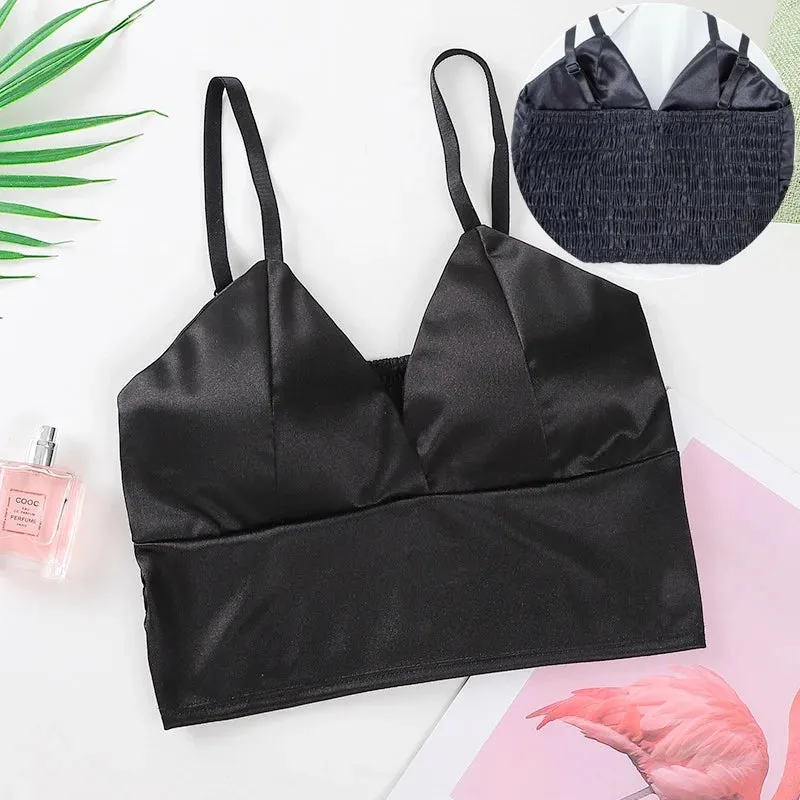 Sexy Satin Crop Tops Women