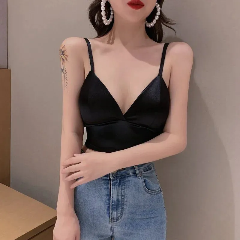 Sexy Satin Crop Tops Women