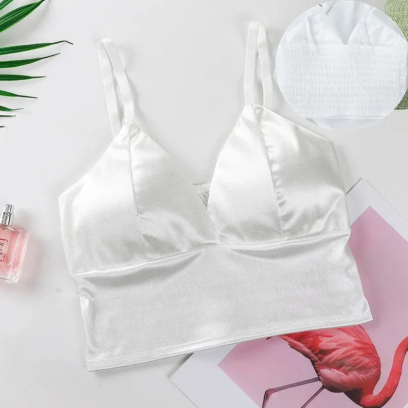 Sexy Satin Crop Tops Women