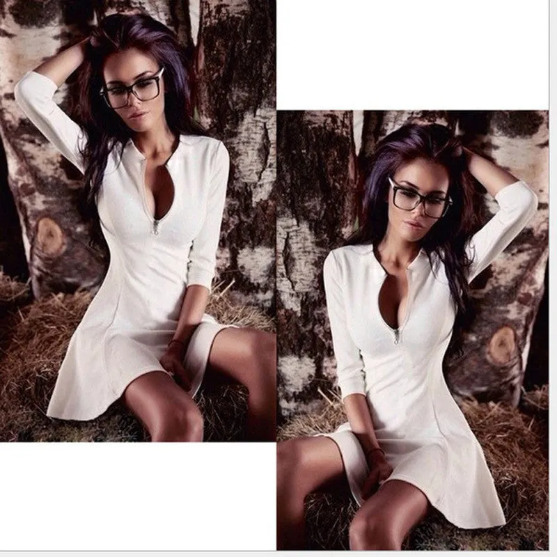Solid plated V-Neck sexy  Summer 2017 dresses
