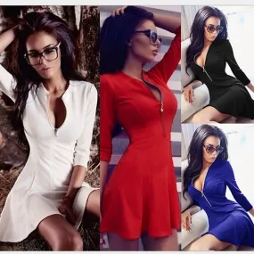 Solid plated V-Neck sexy  Summer 2017 dresses