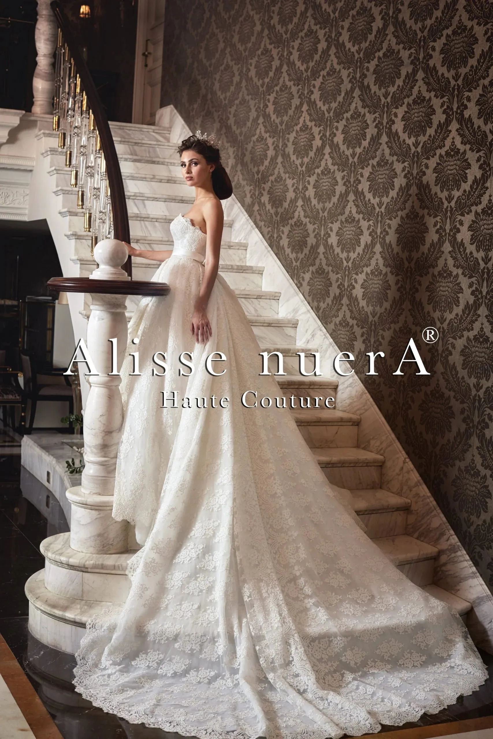 Two Piece Column Wedding Dress and Detachable Overlay Ruffle Skirt with Train